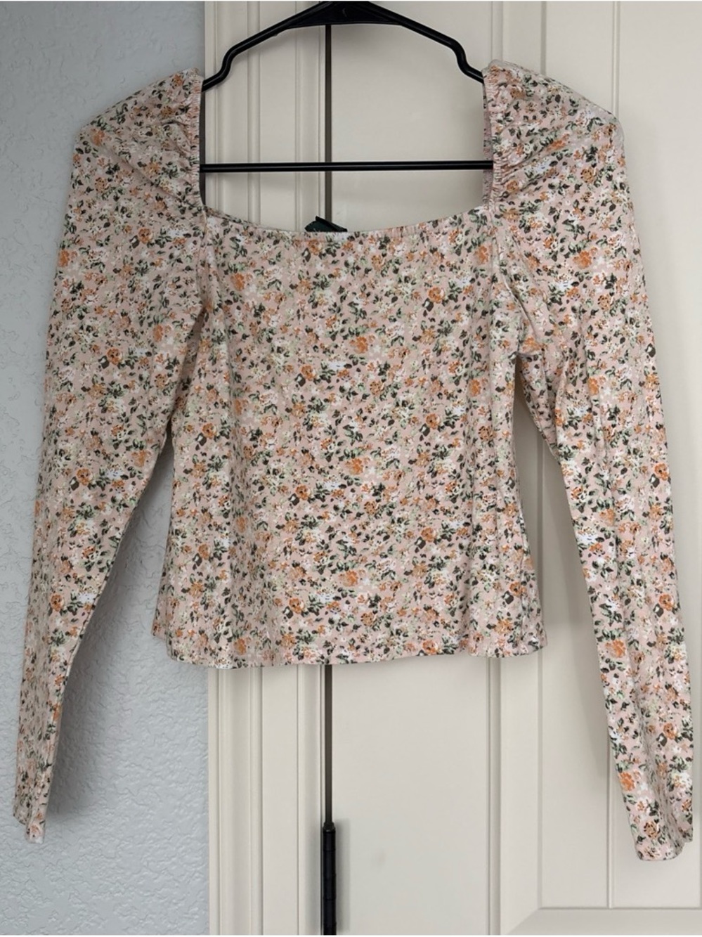 wild fable Pink Floral Square-Neck Long Sleeve Top